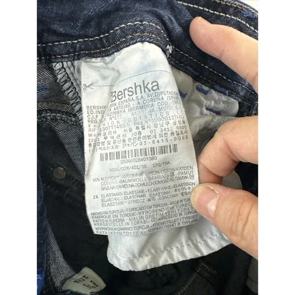 Bershka Jeans Women's EUR 38/US 8 (27x31) Blue Low Rise Straight Distressed - Picture 4 of 13